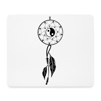 Dreamcatcher with feather and Yin & Yang - Mouse Pad (horizontal) - white - Front