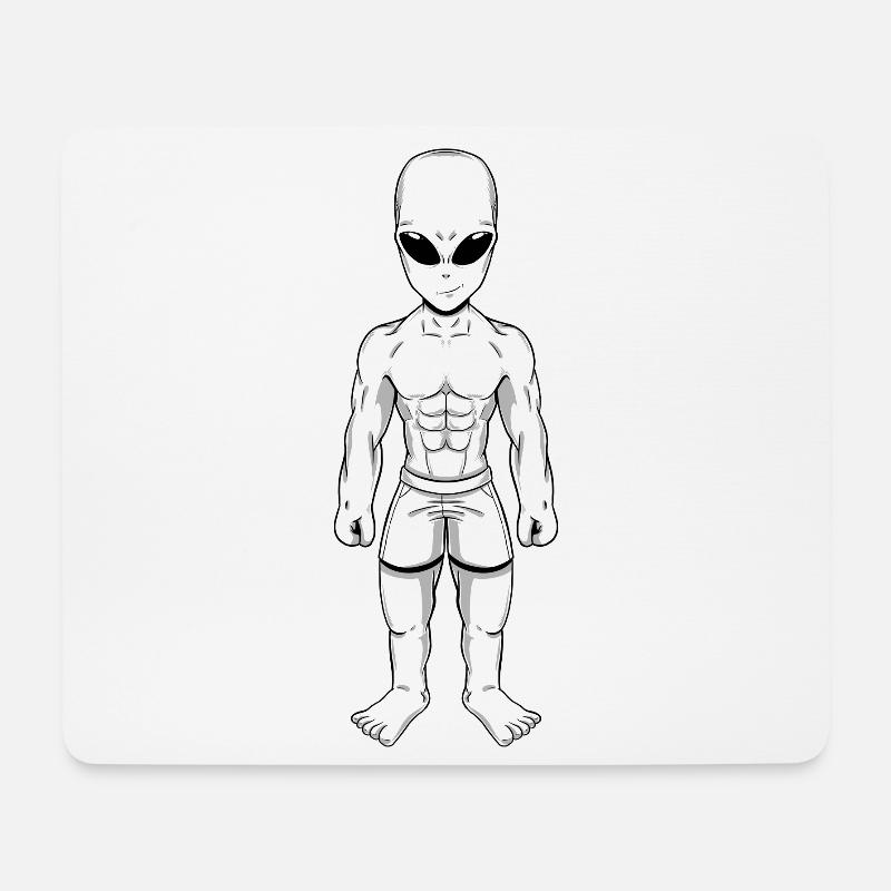 Außerirdischer Muskelheld - Mousepad (Querformat) - Weiß