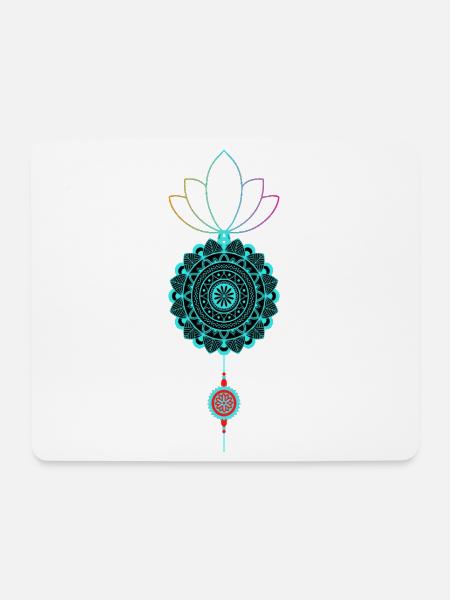 Mandala-Lotus Farbspiel - Mousepad (Querformat) - Weiß