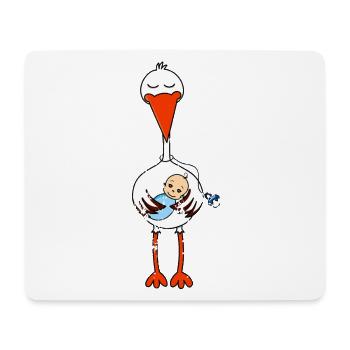 Retro Vintage Grunge Style Schwangerschaft Storch - Mousepad (Querformat) - Weiß - Vorne
