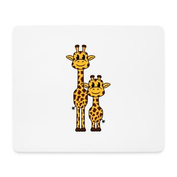 2 Giraffes Mom Daddy Family Young Child Animals - Mouse Pad (horizontal) - white - Front