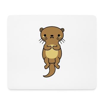 netter schwimmender otter - Mousepad (Querformat) - Weiß - Vorne
