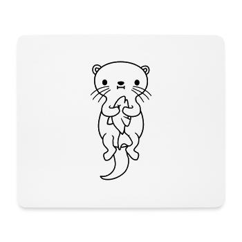 hungriger otter isst fisch hunger - Mousepad (Querformat) - Weiß - Vorne