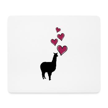 lama herzen - Mousepad (Querformat) - Weiß - Vorne
