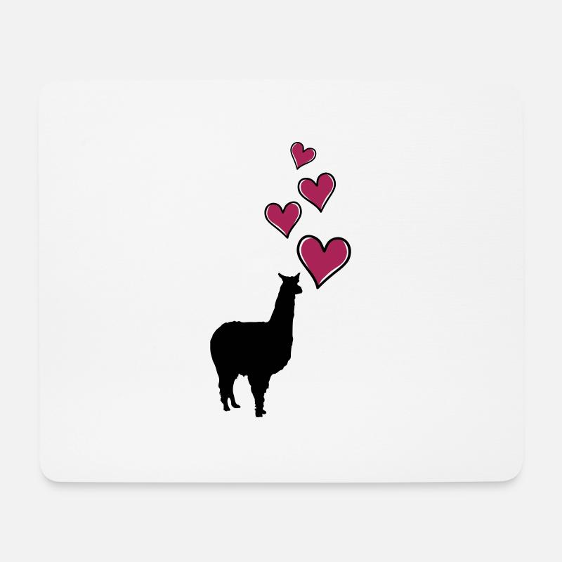 lama herzen - Mousepad (Querformat) - Weiß