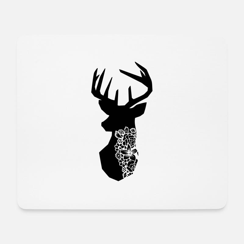 Mandala Hirsch - Mousepad (Querformat) - Weiß