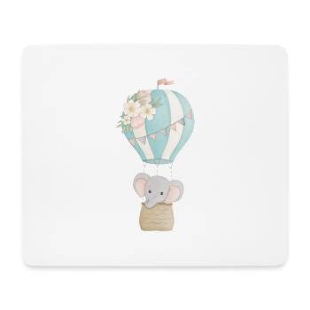 Elefant im Heißluftballon - Mousepad (Querformat) - Weiß - Vorne