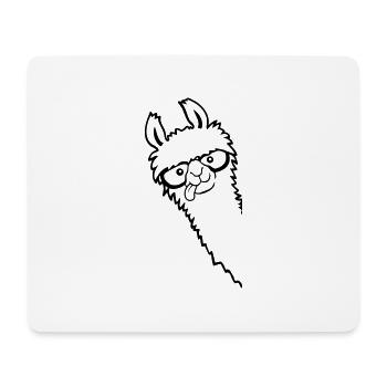 Lunettes en corne Nerd Lama - Tapis de souris (format paysage) - blanc - Devant