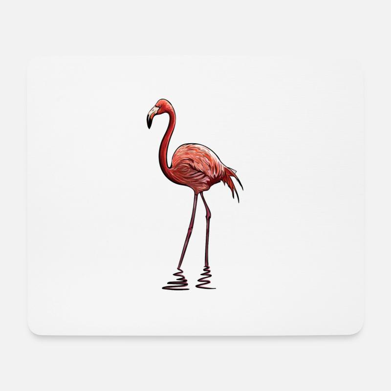 Flamingo - Mousepad (Querformat) - Weiß