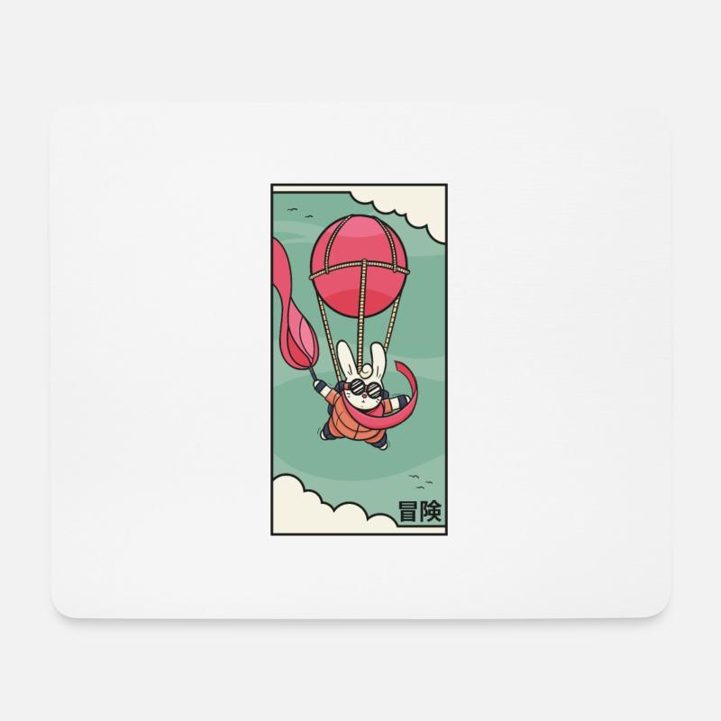 Fliegende Kaninchen - Mousepad (Querformat) - Weiß