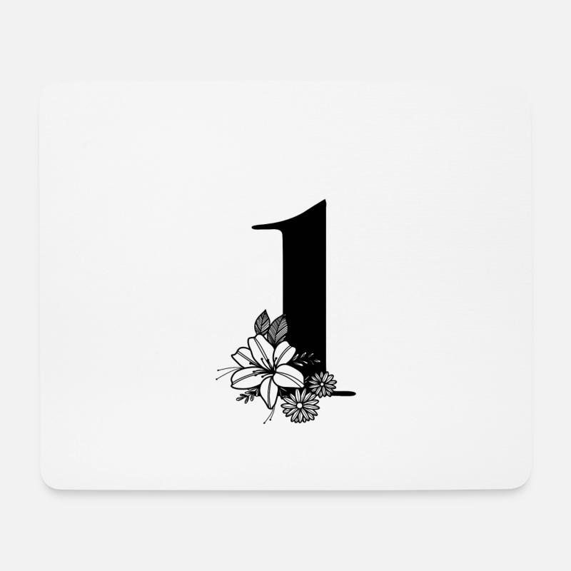 Zahl 1 - Mousepad (Querformat) - Weiß