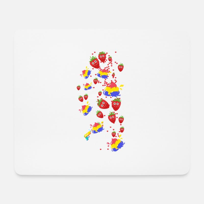 Erdbeeren, Erdbeere, Farbe, bunte Farbe - Mousepad (Querformat) - Weiß