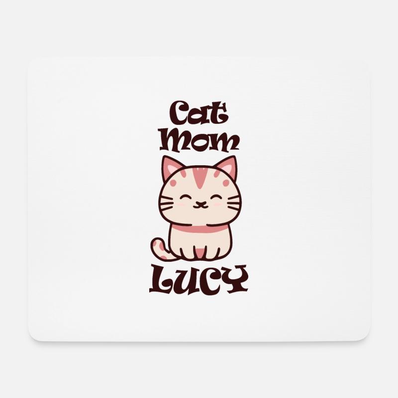 Lucy Name Vorname mit Katze - Mousepad (Querformat) - Weiß