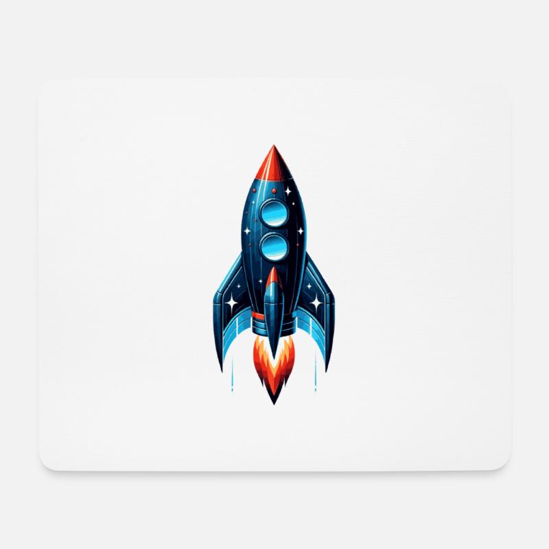 Rakete mit Sternen | Spaceship - Mousepad (Querformat) - Weiß