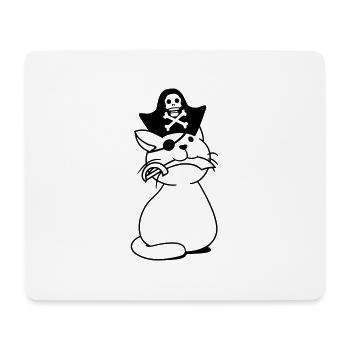 Cute Pirate Cat Buccaneer Eye Patch Hat Saber - Mouse Pad (horizontal) - white - Front
