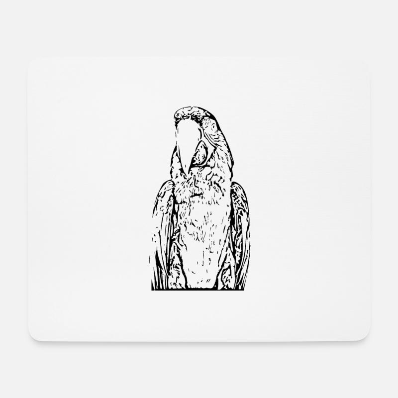 Papageien Vogel schwarz - Mousepad (Querformat) - Weiß