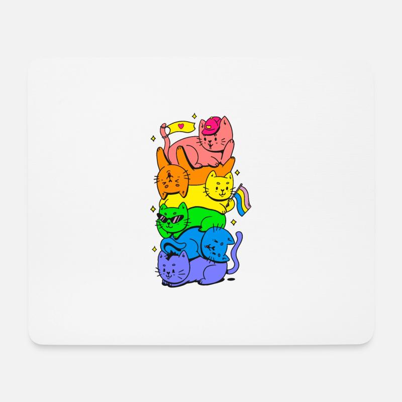 Cat Stack Regenbogen Gay Pride Niedliches LGBT-Tier Haustier - Mousepad (Querformat) - Weiß