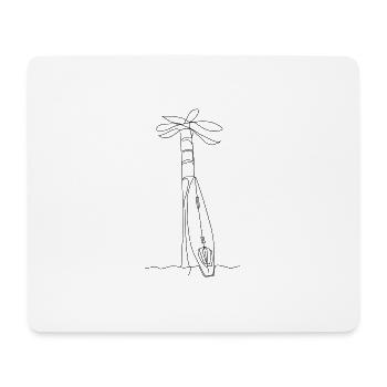 Surf - Planche de surf et chemise dessinée au palmier - Tapis de souris (format paysage) - blanc - Devant
