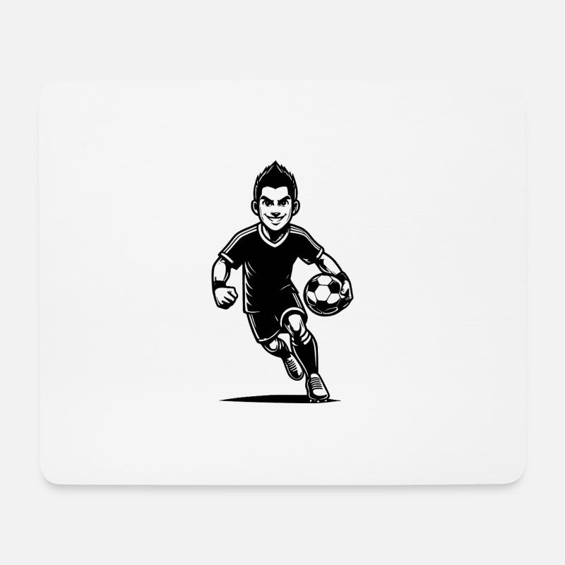 Sportlicher Fussballspieler mit Ball - Mousepad (Querformat) - Weiß