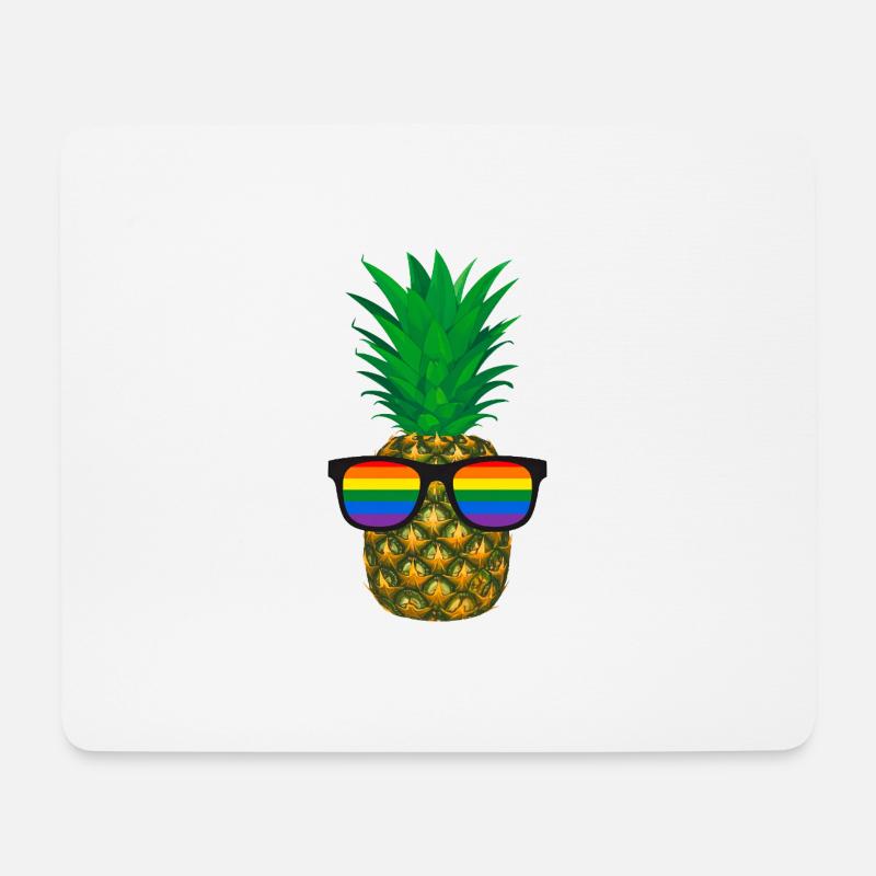 Ananas, Sonnenbrille, LGTB, Regenbogen,bunt - Mousepad (Querformat) - Weiß