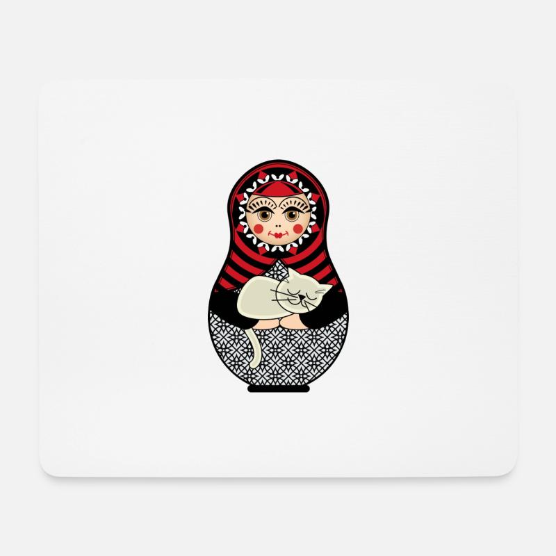 Matroschka Matruschka Russische Puppe Katze - Mousepad (Querformat) - Weiß
