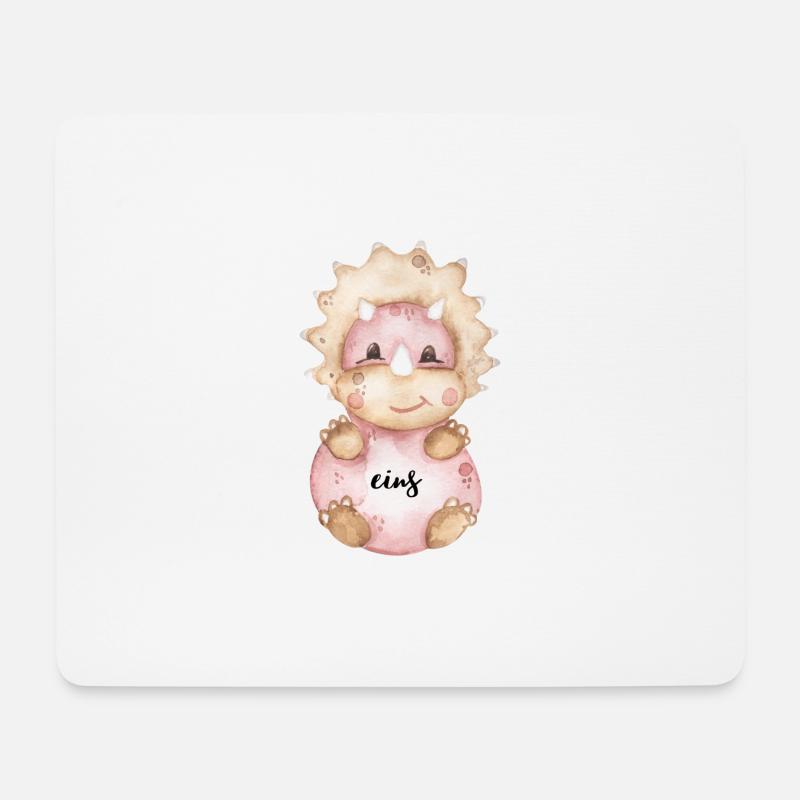 Geburtstagsaufdruck, Dino, rosa - Mousepad (Querformat) - Weiß