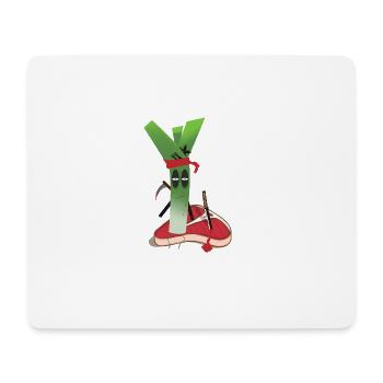 Lauch vs. Steak! Vegan-Power! - Mousepad (Querformat) - Weiß - Vorne