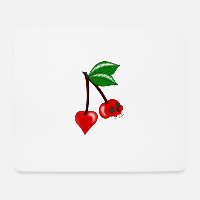 cherry heart skull - Mouse Pad (horizontal) - white