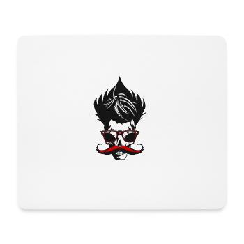 tete de mort moustache crane cheveux coiffure lune - Tapis de souris (format paysage) - blanc - Devant