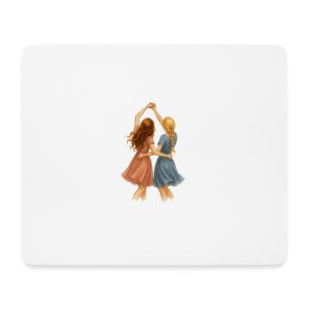 Meilleures amies blonde et rousse dansantes - Tapis de souris (format paysage) - blanc - Devant