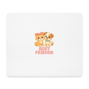 Best Friends – cute cat & dog - Mouse Pad (horizontal) - white - Front