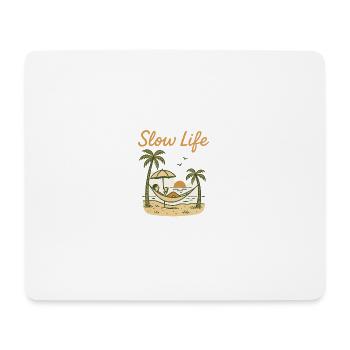 Slow Life Hängematte bei Sonnenuntergang - Mousepad (Querformat) - Weiß - Vorne