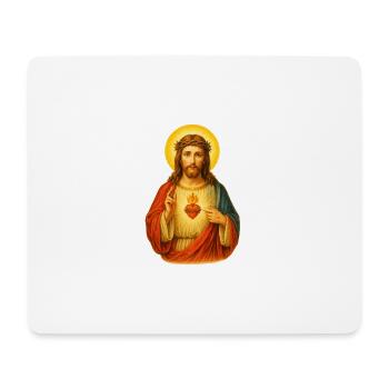 Cœur kitsch de Jésus-Christ | Mon Dieu - Tapis de souris (format paysage) - blanc - Devant