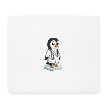 Soin pingouin en blouse de médecin - Tapis de souris (format paysage) - blanc - Devant