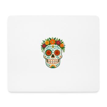 Skull and crossbones with floral wreath Día-de-los-Muertos - Mouse Pad (horizontal) - white - Front