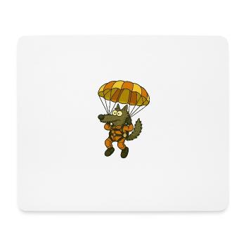 Wolfgang Wolf Funny cartoon wolf with parachute - Mouse Pad (horizontal) - white - Front
