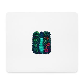 Tropischer Wasserfall - Mousepad (Querformat) - Weiß - Vorne