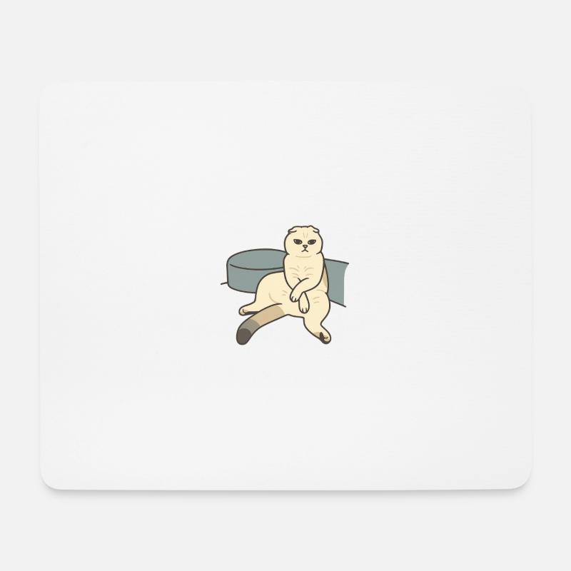 Schottisches Faltenkätzchen beurteilt das Sehvermögen - Mousepad (Querformat) - Weiß