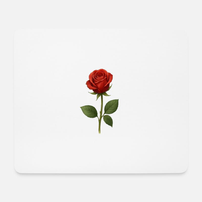 Rote Rose Kunstmotiv Druck - Mousepad (Querformat) - Weiß