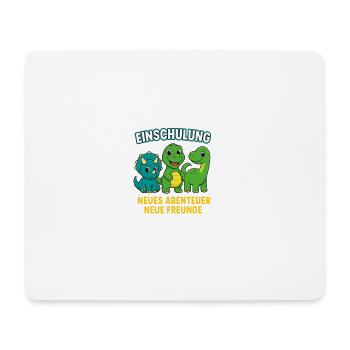 Dino Einschulung | Neues Abenteuer Neue Freunde - Mousepad (Querformat) - Weiß - Vorne