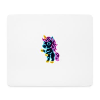 Süßes Neon Einhorn stehend | Bunt und leuchtend - Mousepad (Querformat) - Weiß - Vorne