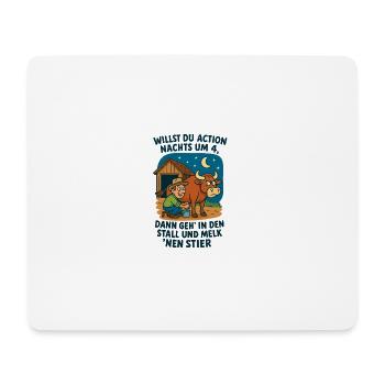 Action nachts um 4 melk nen Stier - Mousepad (Querformat) - Weiß - Vorne