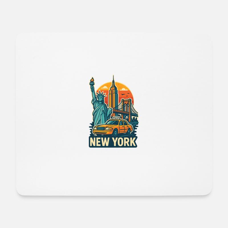 Ikonische Illustration der Wahrzeichen von New York City - Mousepad (Querformat) - Weiß