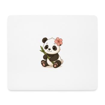 Mignon panda ours avec feuille d’hibiscus - Tapis de souris (format paysage) - blanc - Devant