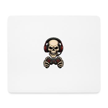 Skull Gamer Motif with Headset - Mouse Pad (horizontal) - white - Front