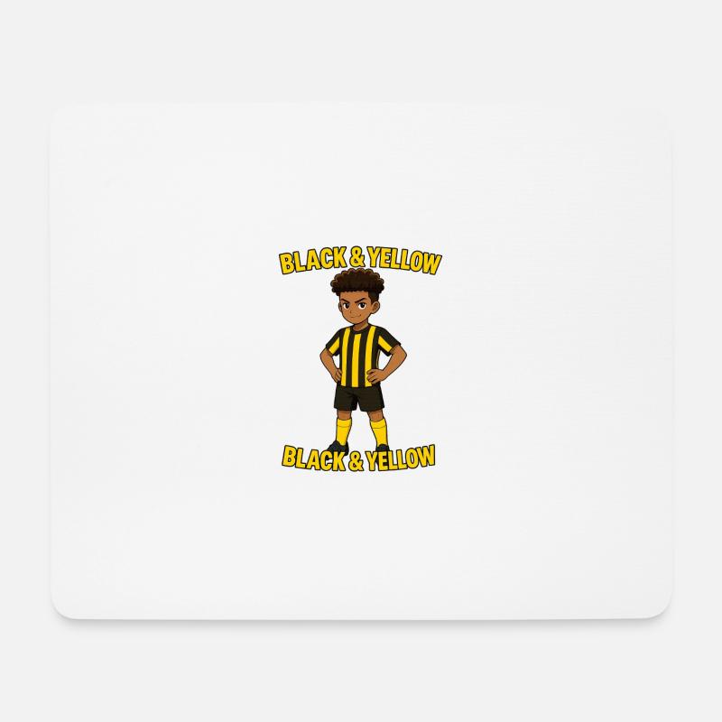 Schwarz-Gelb Spieler-Design für Kinder - Mousepad (Querformat) - Weiß