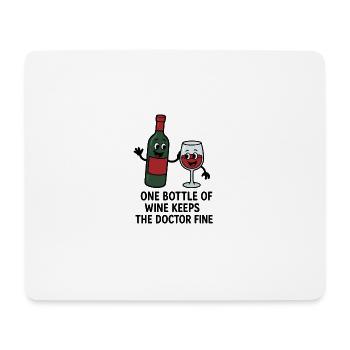 Fröhliche Weinflasche und Weinglas Illustration - Mousepad (Querformat) - Weiß - Vorne
