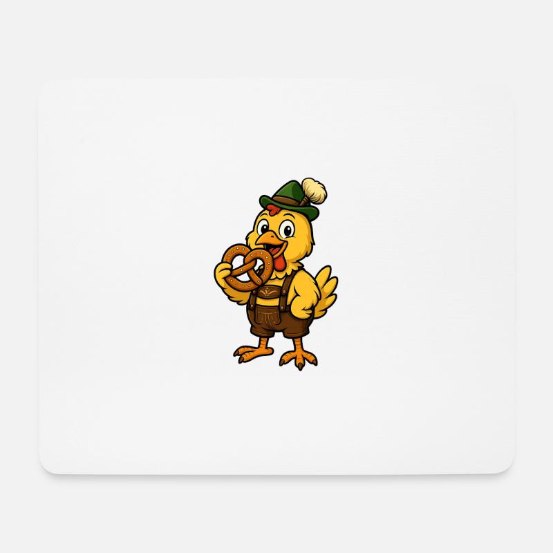 Hühnchen in der Lederhose - Mousepad (Querformat) - Weiß