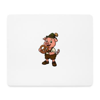 Humorvolles Ferkel mit Brezel - Mousepad (Querformat) - Weiß - Vorne