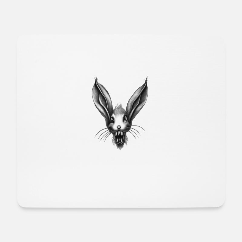 Räuberisches surreales Kaninchen - Mousepad (Querformat) - Weiß